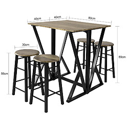 Acheter SoBuy OGT24-N Set de 1 Table + 4 Chaises Ensemble Table de Bar bistrot + 4 tabourets Table Mange-Debout Table Haute Cuisine Table à Manger