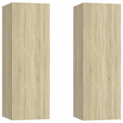 Maison Chic Meubles TV 2 pcs | Banc TV Moderne pour salon | Meuble de Rangement Chêne sonoma 30,5x30x90 cm Aggloméré -MN46993