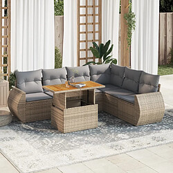 vidaXL Salon de jardin avec coussins 7 pcs beige résine tressée