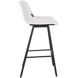 Decoshop26 Tabouret de bar x1 avec repose-pieds revêtement en PVC blanc piètement à quatre pieds en métal noir 10_0005459