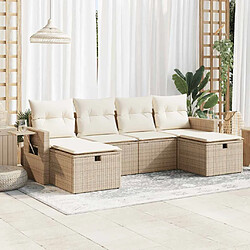 vidaXL Salon de jardin avec coussins 6 pcs beige résine tressée