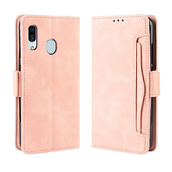 Wewoo Housse Coque Etui en cuir de modèle de portefeuille style skin veau pour Galaxy A40avec fente carte séparée rose