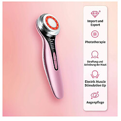 Chrono Appareil de beauté à ultrasons multifonction Appareil de massage du visage avec photophore LED Rouge Bleu Thérapie de la lumière pour soins du visage Anti-rides Anti-âge(Rose) pas cher