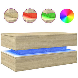 Maison Chic Table basse pour salon | Table à café avec lumières LED chêne sonoma 90x50x40 cm -GKD45130