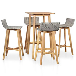 Maison Chic Mobilier à dîner 5 pcs de jardin - Ensemble table et chaises d'extérieur - Salon/Mobilier de jardin classique Bois d'acacia solide -MN74362