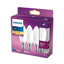 Lot de 3 ampoules LED E14 PHILIPS 40W forme flamme