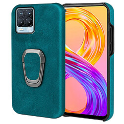 Coque en TPU + PU avec béquille, cyan pour votre Realme 8/8 Pro