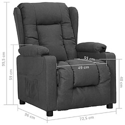 vidaXL Fauteuil inclinable Gris foncé Tissu pas cher