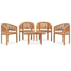 Maison Chic Salon de jardin 5 pcs - Table et chaises d'extérieur - Mobilier/Meubles de jardin Moderne en forme de banane Bois de teck solide -MN26405