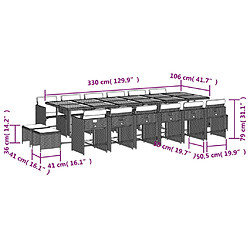 vidaXL Ensemble à manger de jardin 17 pcs coussins noir résine tressée pas cher