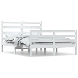 Maison Chic Lit adulte - Lit simple Cadre de lit,Structure du lit Contemporain Bois de pin massif 160x200 cm Blanc -MN10707