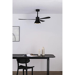 Faro Barcelona Grand ventilateur de plafond noir à DEL conique intelligent, 6 vitesses