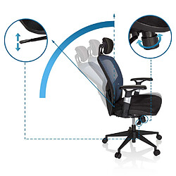 Hjh Office Siège de bureau / Fauteuil de direction VENUS BASE, assise tissu / dossier maille bleu / noir