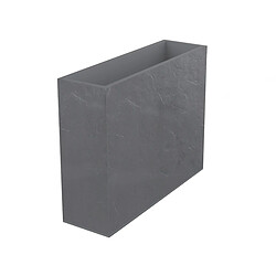 Jardinière rectangulaire Volcania effet pierre 63 L Gris galet - Eda