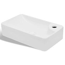 vidaXL Lavabo à trou pour robinet céramique Blanc pour salle de bain