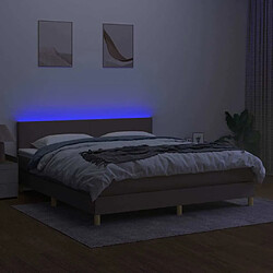 Acheter Maison Chic Lit adulte- Lit + matelas,Sommier à lattes de lit avec matelas LED Taupe 180x200 cm Tissu -GKD25375