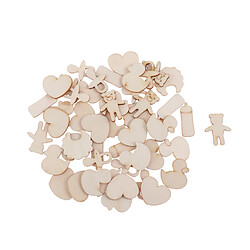 Acheter 100pcs Etiquettes en Bois Tranches de Bois Motif Cœur pour Sculpture Embellissements Suspendu Peinture Artisanat D'art DIY