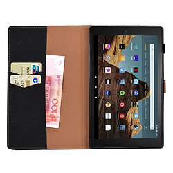 Etui en PU magnétique avec support et porte-cartes pour votre Amazon Fire HD 10 (2015)/(2017)/(2019) - noir