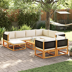 vidaXL Salon de jardin avec coussins 10 pcs bois d'acacia solide