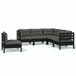 Maison Chic Salon de jardin 5 pcs + coussins - Mobilier/Meubles de jardin - Table et chaises d'extérieur Noir Bois de pin -MN93124