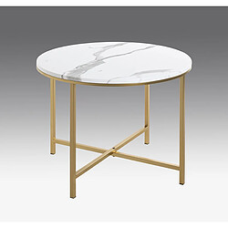 Pegane Table d'appoint ronde en métal coloris doré et MDF imitation marbre -diamètre 60 x hauteur 45 cm pas cher