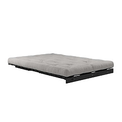 Inside 75 Canapé convertible futon ROOTS pin laqué noir matelas 140 x 200 cm coloris gris pas cher