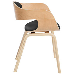 Avis Decoshop26 Lot de 2 chaises de salle à manger bureau design retro en PVC noir structure en bois clair 10_0001715