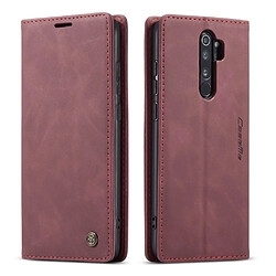 Caseme Etui en PU + TPU auto-absorbé avec support rouge vin pour votre Xiaomi Redmi Note 8 Pro