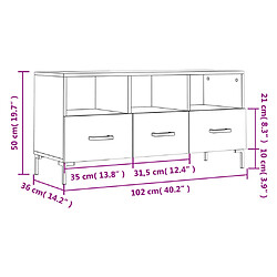 vidaXL Meuble TV blanc 102x36x50 cm bois d'ingénierie pas cher