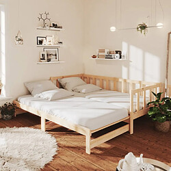 Maison Chic Lit de jour avec lit gigogne et matelas, Lit de repos Lit d'invité pour Salon Chambre,Canapé-lit 90x200 cm bois de pin massif -MN80781