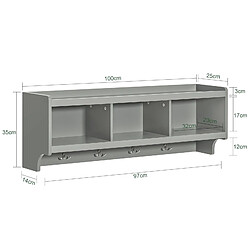 Avis SoBuy FHK28-HG Porte Manteau Mural, Étagère de Rangement, Meuble Entrée, Vestiaire avec 3 Compartiments et 4 Crochets Doubles