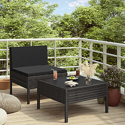 Maison Chic Salon de jardin 2 pcs avec coussins - Table et chaises d'extérieur - Mobilier/Meubles de jardin Moderne Résine tressée Noir -MN34312