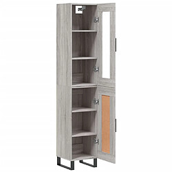 Avis vidaXL Buffet haut Sonoma gris 34,5x34x180 cm Bois d'ingénierie