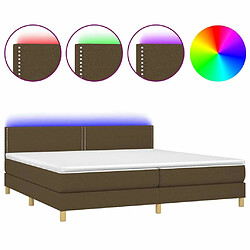 Maison Chic Lit adulte- Lit + matelas + LED,Sommier à lattes de lit matelas et LED Marron foncé 200x200 cm -GKD78426