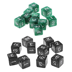 20 pièces six faces dés d6 pour jouer à d & d rpg party game vert et noir