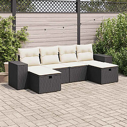 vidaXL Salon de jardin 6 pcs avec coussins noir résine tressée