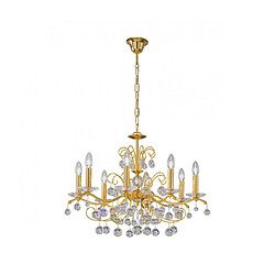 Luminaire Center Chandelier en cristal CARMEN 2 Or 24 Carats 8 ampoules Diamètre 70 Cm Cristal