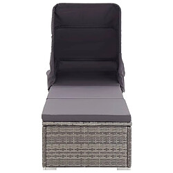 Avis Maison Chic Chaise longue avec auvent et coussin | Bain de soleil Relax | Transat Résine tressée Gris -GKD35049