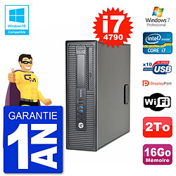 PC HP EliteDesk 800 G1 SFF i7-4790 RAM 16Go Disque 2To Graveur DVD Wifi W7 - Occasion