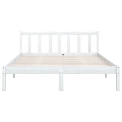 Avis vidaXL Cadre de lit sans matelas blanc bois massif