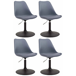 Decoshop26 Lot de 4 chaises de salle à manger pivotante hauteur réglable en plastique gris et pied trompette en métal noir 10_0001811