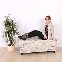 Mendler Banc/banquette/coffre de rangement Kriens, 112x45x45cm, tissu ~ crème / jacquard noir