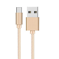 Cable pour Samsung Galaxy A20E / A40 / A50 / A70 / A80 / S10 / S10 PLUS / S10E / S9 / S8 / NOTE 10 / NOTE 10 PLUS / NOTE 9 / NOTE 8 / A9 2018 - Cable USB-C Nylon Tressé Or Doré [Phonillico®]