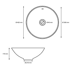 ECD Germany Vasque à Poser Lavabo Salle de Bain - Ø 420x170 mm - en Céramique - Ovale - Blanc - avec Kit de Vidange sans Trop-Plein - Lavabo à Poser sur Meuble Salle de Bain - Design Moderne