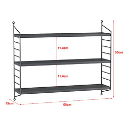 Helloshop26 Étagère murale à 3 niveaux modulables 50 x 60 x 15 cm gris foncé 03_0007055