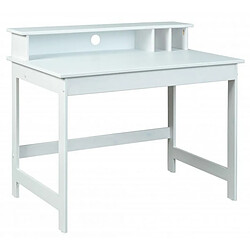 Bureau d'enfant en pin massif vernis blanc - L.110 x H.76/91 x P.69 cm -PEGANE-