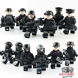 Acheter Universal 12pcs noir SWAT police petits blocs de construction accessoires jouets militaires