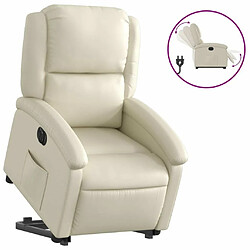 Maison Chic Fauteuil Relax pour salon, Fauteuil inclinable électrique crème similicuir -GKD92118