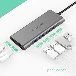 Universal Hub USB C multiport à fil long gris avec 4 K HDMI, 4 USB 3.0, adaptateur de recharge type C M1 Pro 13/15/16 (3) | Câbles et connecteurs pour ordinateur