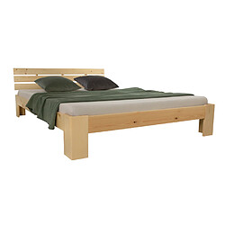 Homestyle4U Lit double en bois futon 160x200 bois naturel